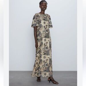 Zara Black and Cream Maxi Dress